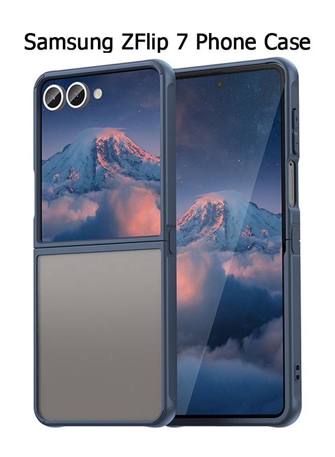 Wffo Compatible with Samsung Galaxy Z Flip 7 Case - Translucent Frosted Phone Case - PC Durable Phone Protector - TPU Shockproof Protective Case - Blue - Image 1